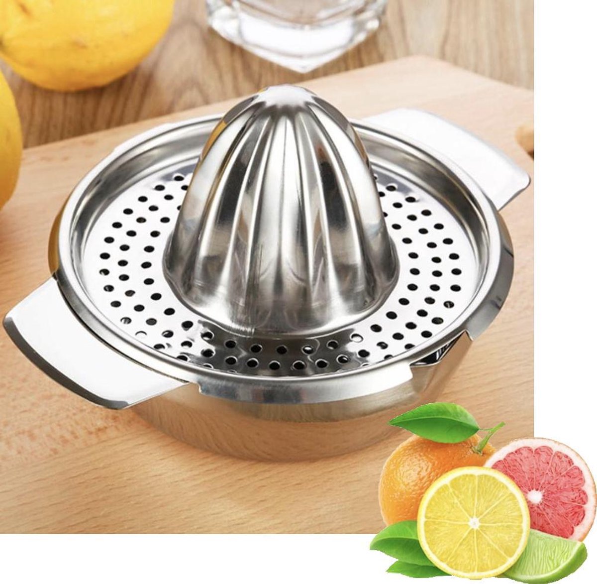 Citruspers – RVS – Sinaasappelpers – Handpers – Handmatige citruspers rvs – Limoen pers – Hand pers – Roestvrij staal – Pers – Fruitpers – Juicer – Fruit pers handmatig – Sinaasappel pers