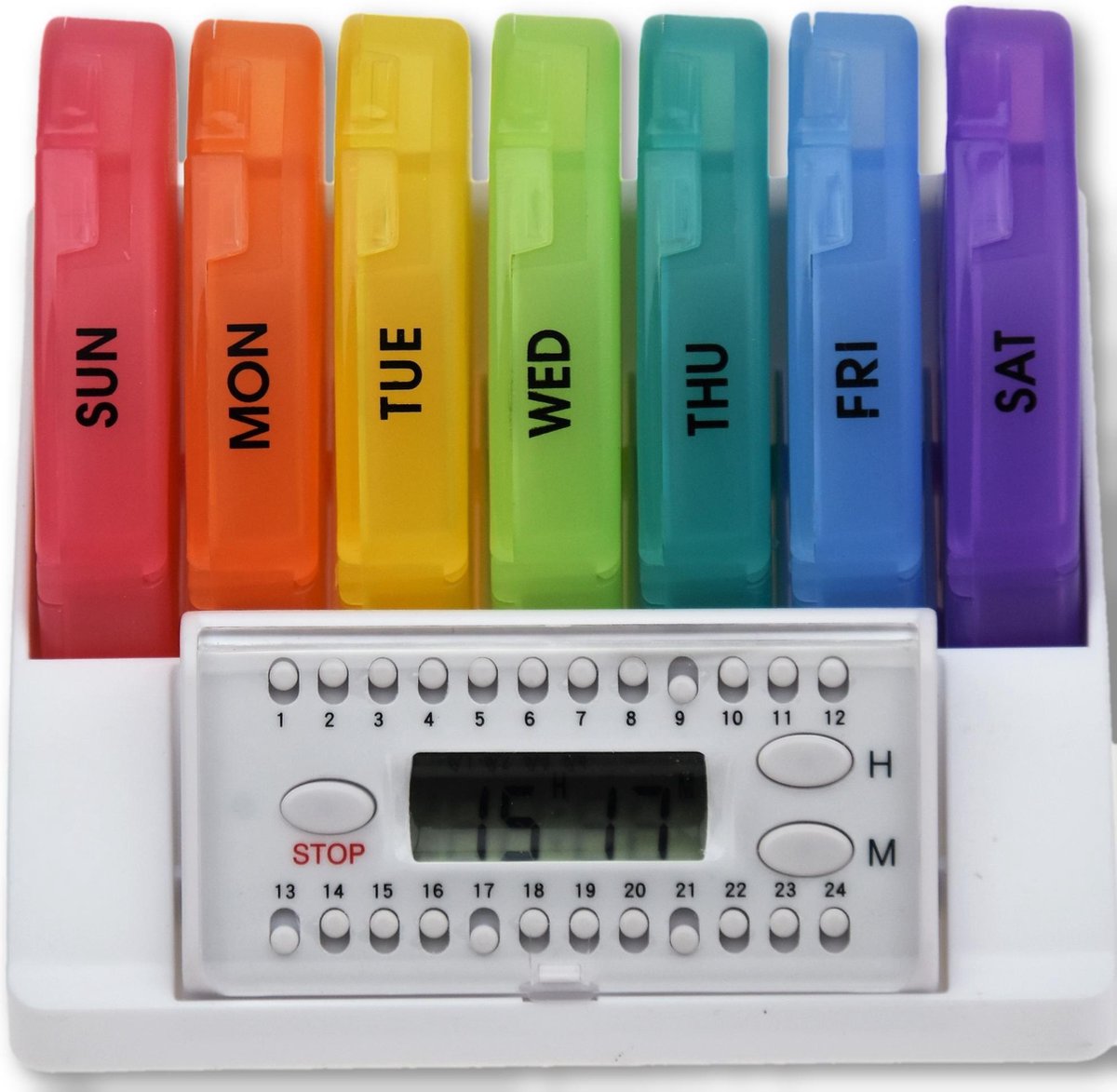 medicijnalarm GH710V met 6 eenvoudig in te stellen alarmen en weeklader.