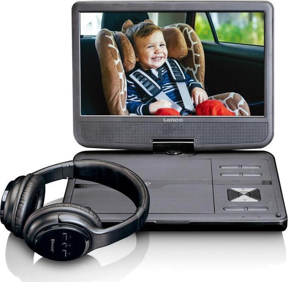 Lenco DVP-1017 - 10.1" Portable DVD-speler - draaibaar scherm en Bluetooth hoofdtelefoon - Zwart