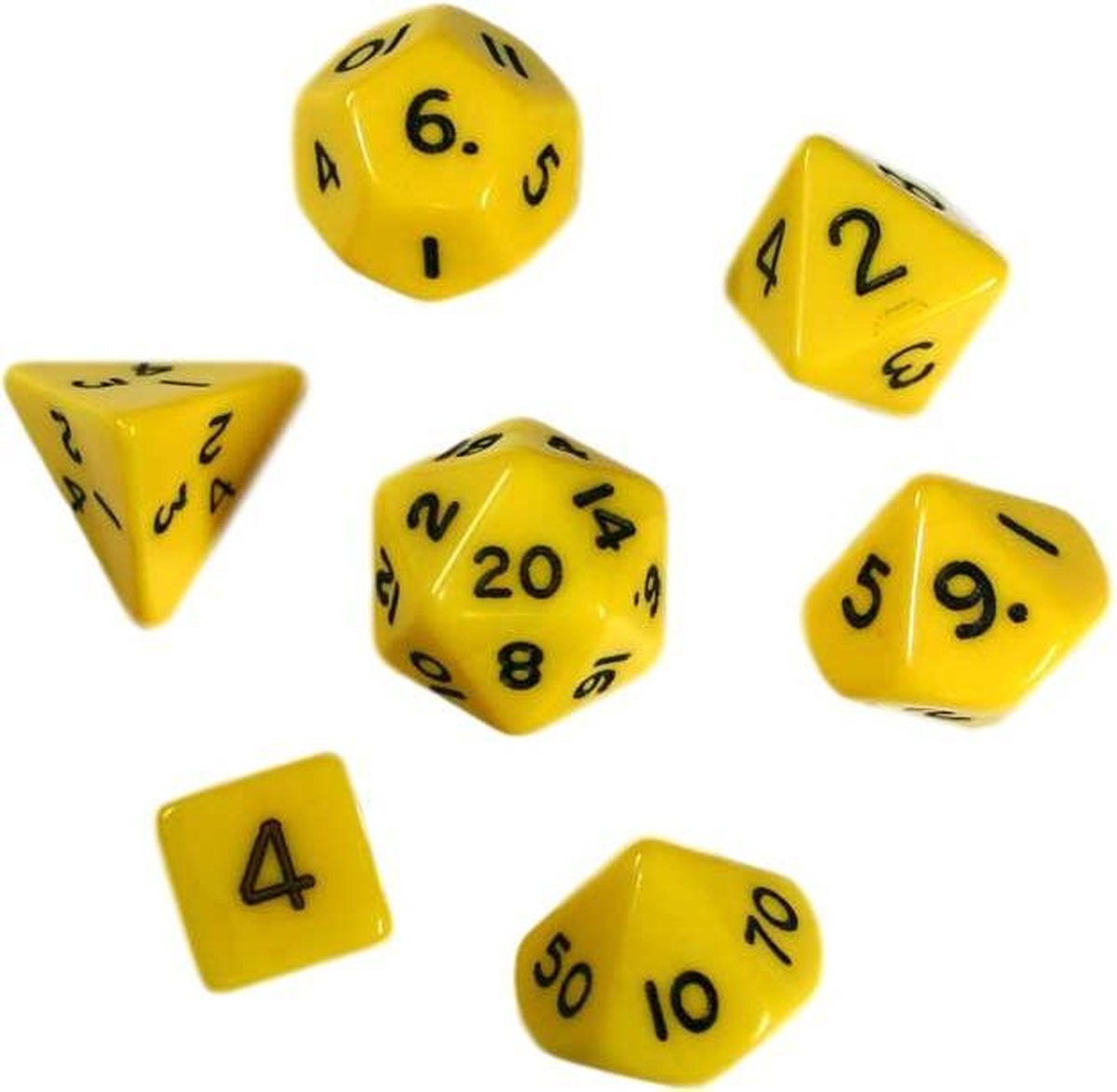 Polydice set 7 stuks - Polyhedral dobbelstenen set  | dungeons and dragons dnd dice| D&D  Pathfinder RPG| Geel