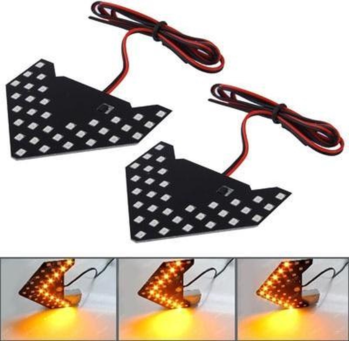 Universele Amber Sequential Geel 33 LED 3528 SMD Pijlen Licht voor Auto Zijspiegel Richtingaanwijzer (Paren)