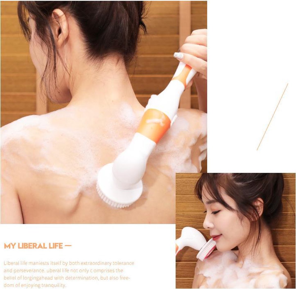 2021 Electric Bath Shower Brush Exfoliation Massage Body Clean Brush spons douche elektrisch borstel oranje