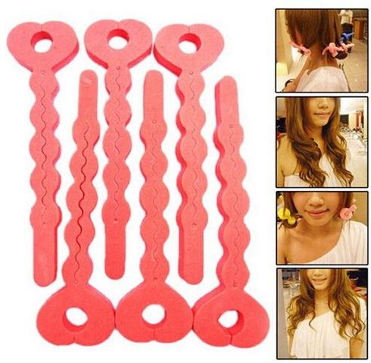 Soft Foam Papillot Softsticks 6 delige set Haarkrullerset - Foam Papillotten - Haarsrullerset  Haarrollers / Haarkrullers / Krulspelden Set - Foam Papillotten - Krullen - Hair Foam Rollers - Heble