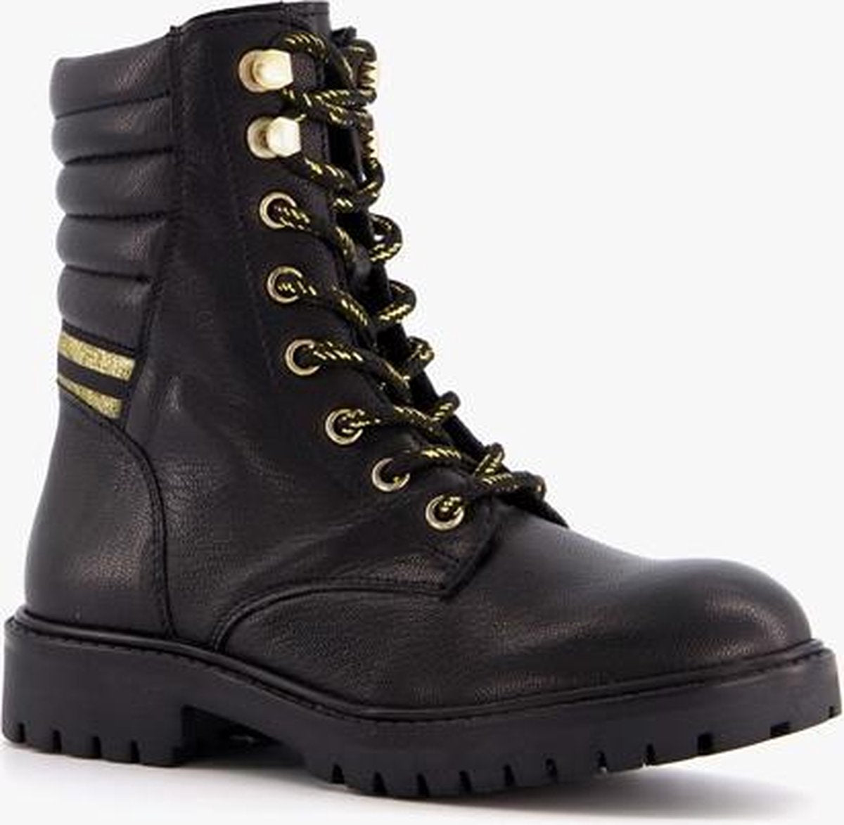 Groot leren meisjes veterboots - Zwart - Maat 31
