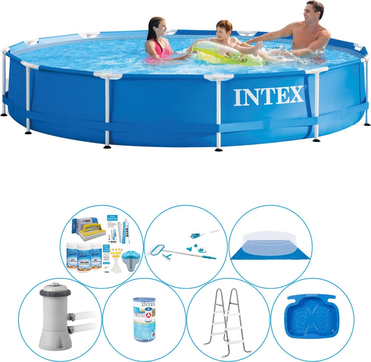 Intex Metal Frame Rond 366x76 cm - 8-delig - Alles in 1 Zwembad Pakket