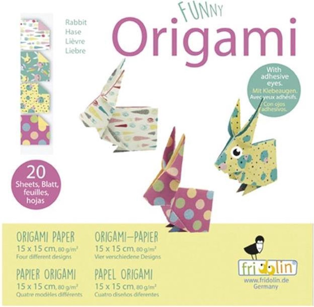 Fridolin Origami Haas Vouwen 15 X 15 Cm 20 Stuks Multicolor