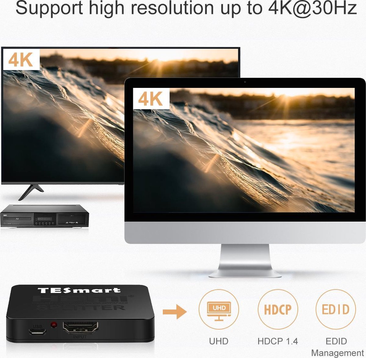 Viatel hdmi splitter 2 poorts