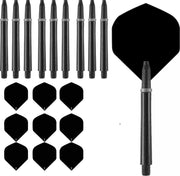 R4X flights zwart en shafts medium zwart 3 sets