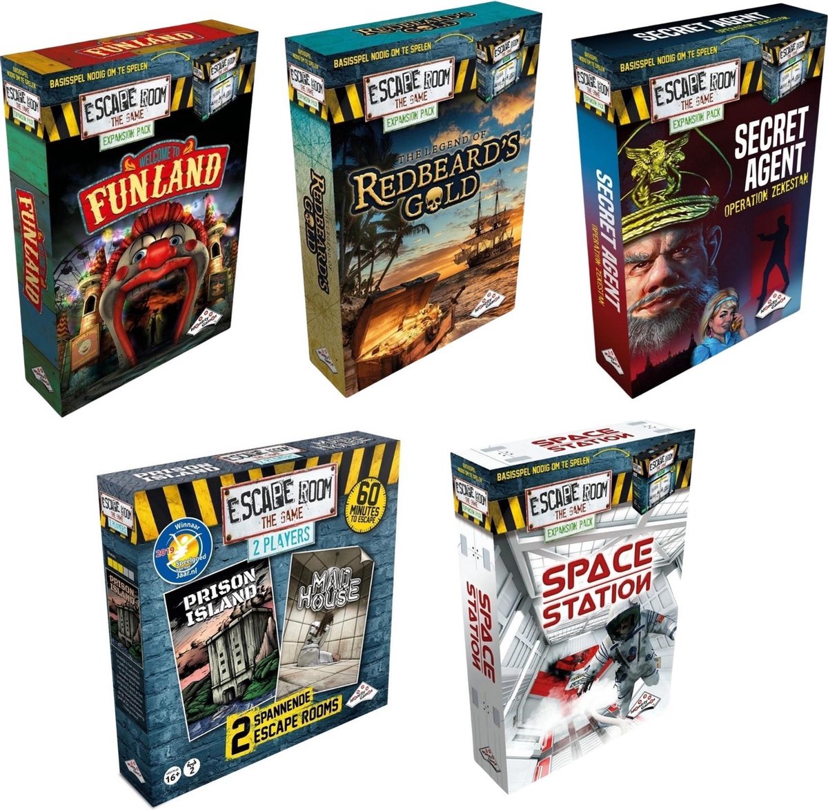 Escape Room Uitbreidingsbundel Ultra - 5 Stuks - Mad House & Space Station & Redbeard's Gold & Funland & Secret Agent