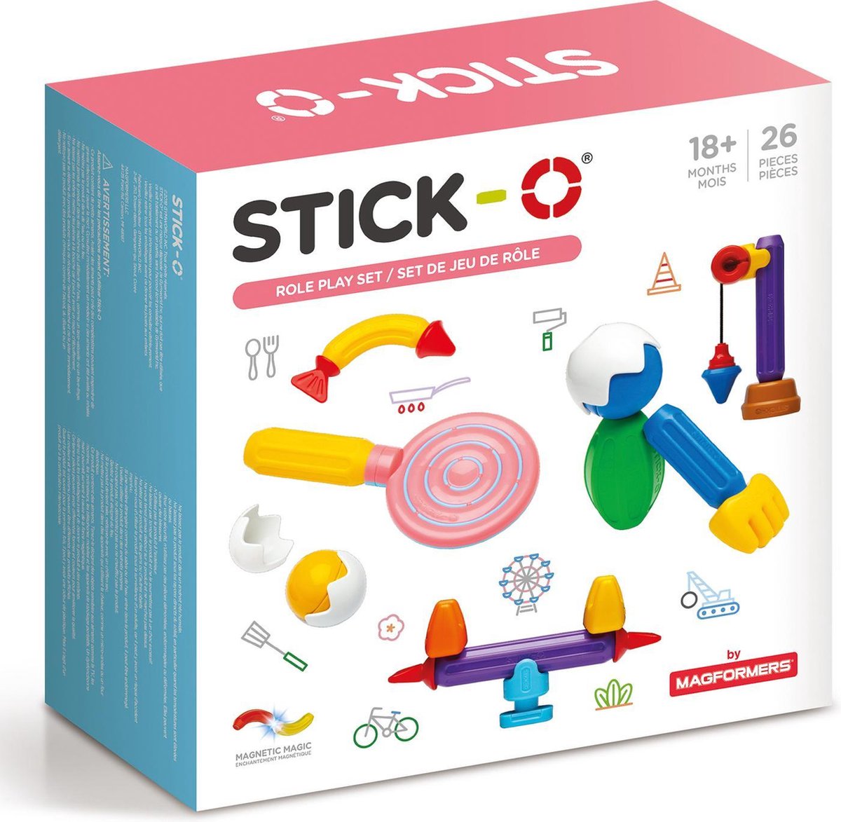 Stick-O Role Play Set - 26 onderdelen - magnetisch speelgoed - speelgoed 1 jaar - peuter speelgoed jongens en meisjes - baby speelgoed - speelgoed jongens 2 jaar