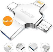 USB Stick 64GB - Flashdrive voor iPhone / iOS / Android 64GB - Flash Drive 4 In 1 - Douxe T03