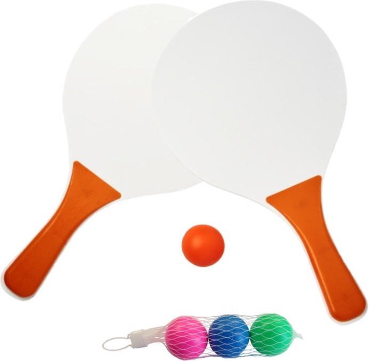 Houten beachball set oranje met extra balletjes - Strandspelletjes