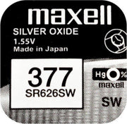 MAXELL 377 / SR626SW zilveroxide knoopcel horlogebatterij 3 (drie) stuks