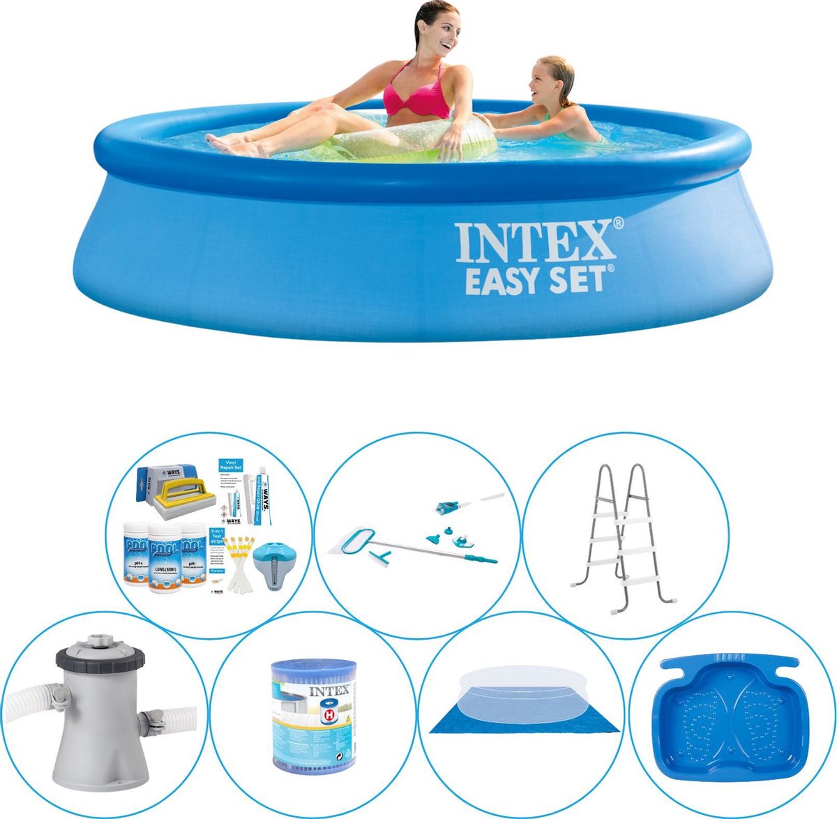 Intex Easy Set Rond 244x61 cm - 8-delig - Alles in 1 Zwembad Pakket