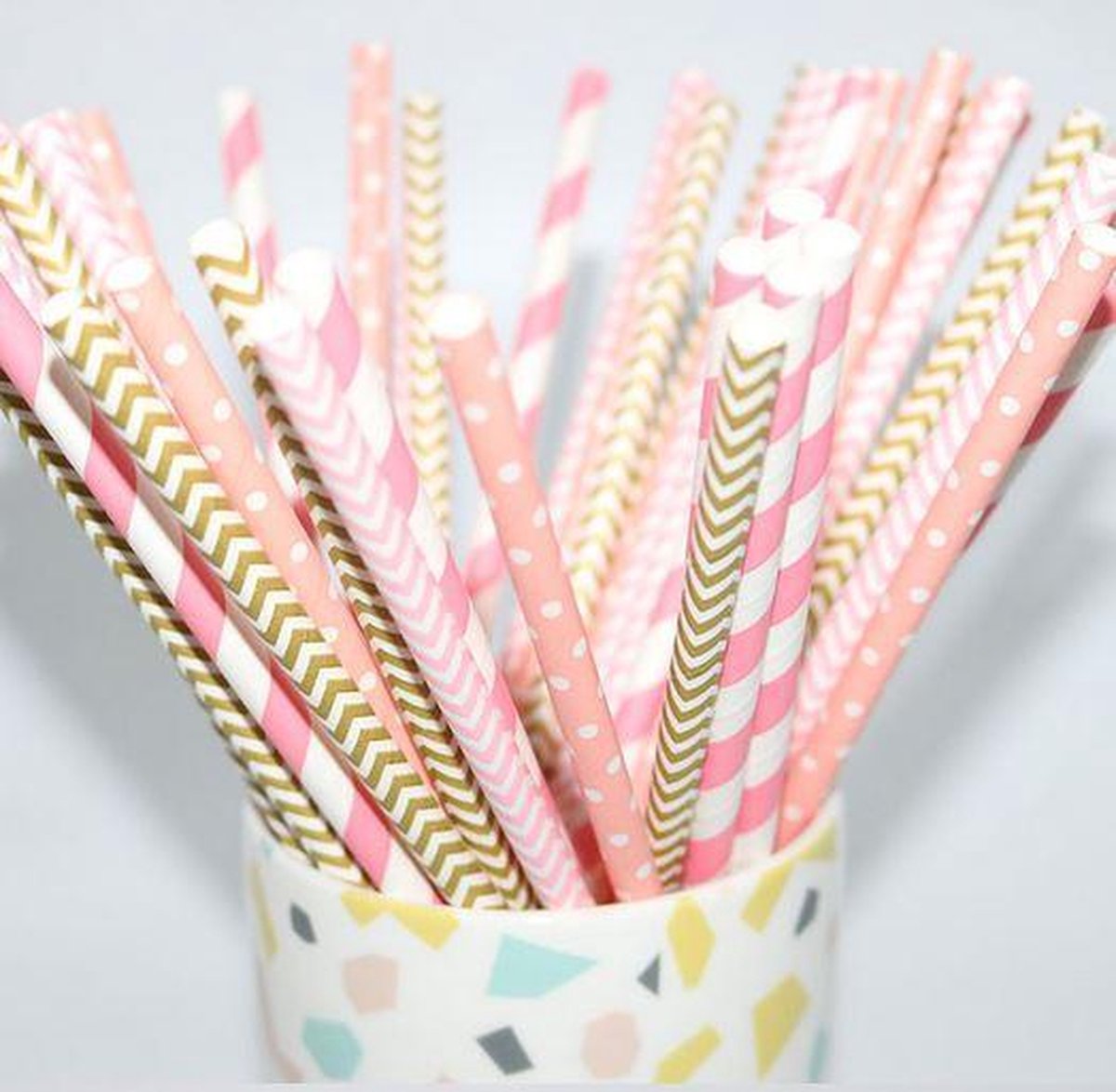 25 stuks papieren rietjes met motiefjes