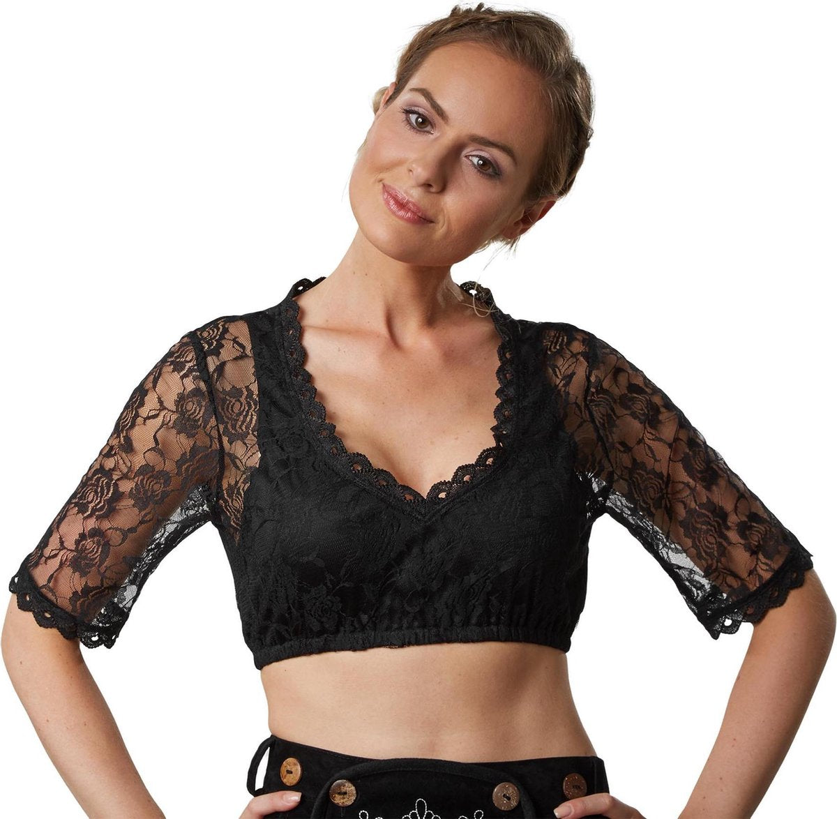 dressforfun - Dirndlblouse Resi XL  - verkleedkleding kostuum halloween verkleden feestkleding carnavalskleding carnaval feestkledij partykleding - 303088