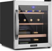 Klarstein Vinamour 12 Uno wijnkoelkast 12 flessen / 46 liter - Temperatuur: 4 tot 18°C - glazen deur met panoramevenster en roestvrijstalen frame