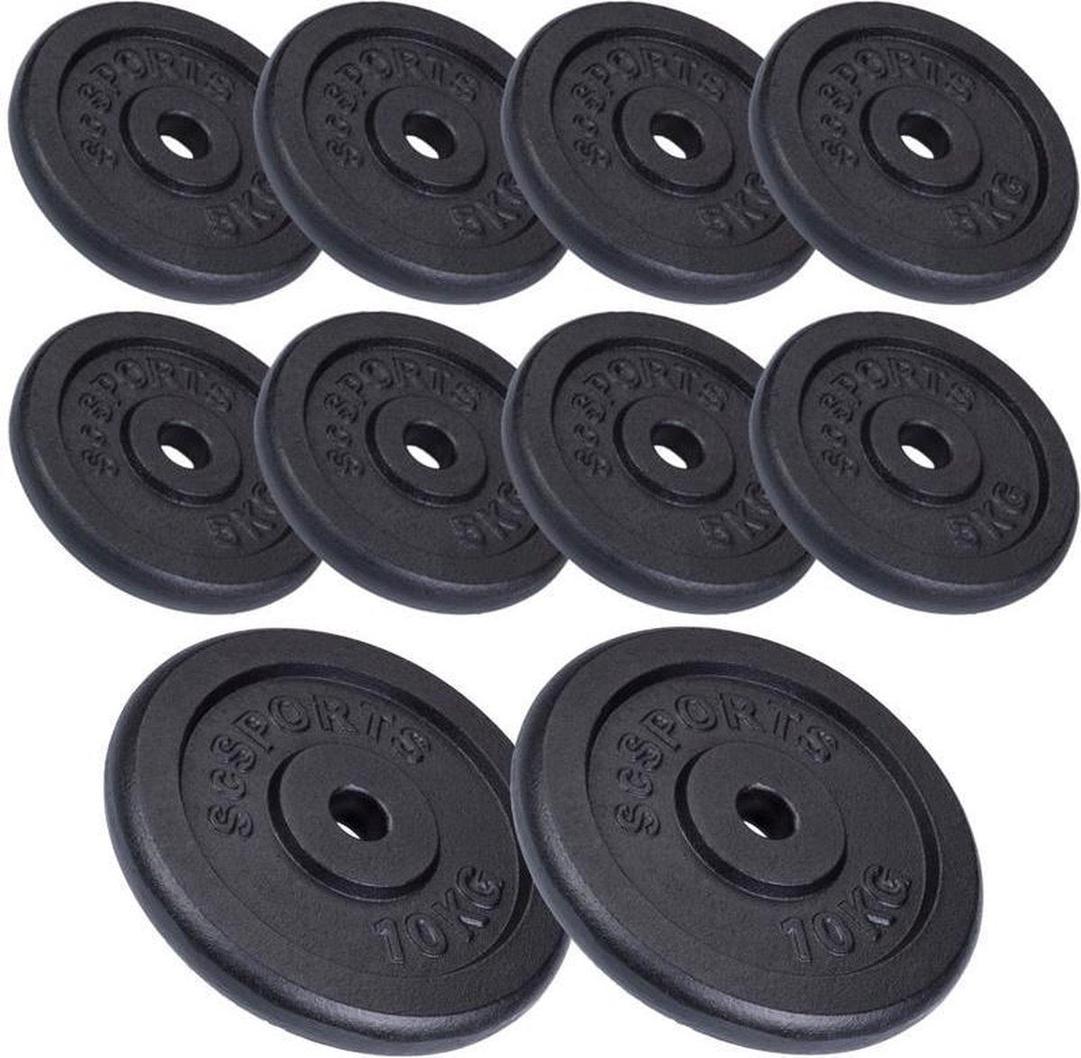 ScSPORTS® Halterschijven set 60 kg - 30 mm - 8x5 - 2x10 kg - Gietijzer - Gewichten