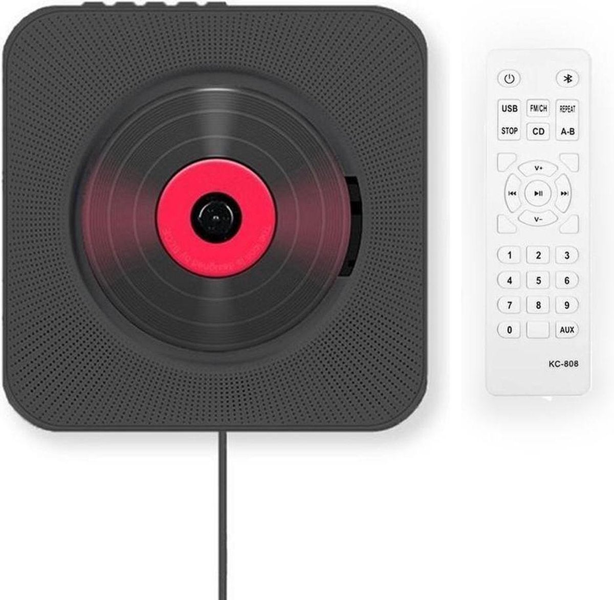 CD-Speler Draagbare met Bluetooth - 5 in 1 Aan de wand Monteerbare CD-speler - Veilig voor kinderen - Zwart