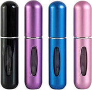 MaxedMore Navulbare Parfumverstuiver 5ml Zwart/ Paars/ Blauw/ Lichtroze - 65 Keer Spraybare Parfum Verstuiver - Hervulbaar Tasverstuiver voor Parfum - Meeneem Mini Geur Flesje voor op Reis - Lipstick Formaat Navulbaar Parfumflesje