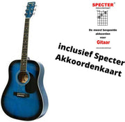Akoestische Western Gitaar - Blue Sunburst met handige akkoordenkaart