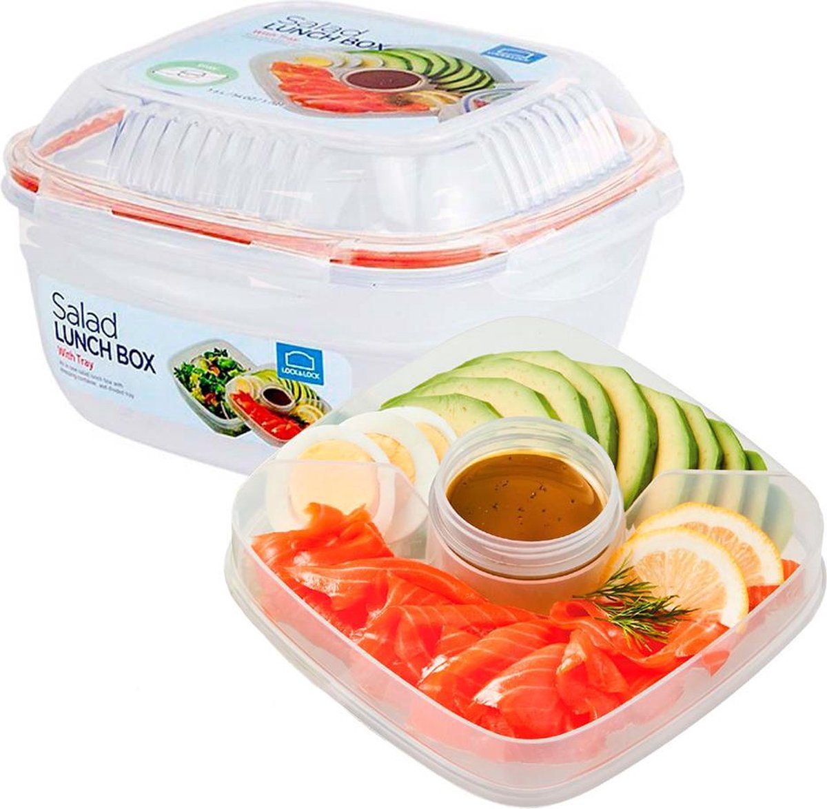 Lock&Lock Saladebox | Lunchbox To Go - 1.6 liter - Transparant