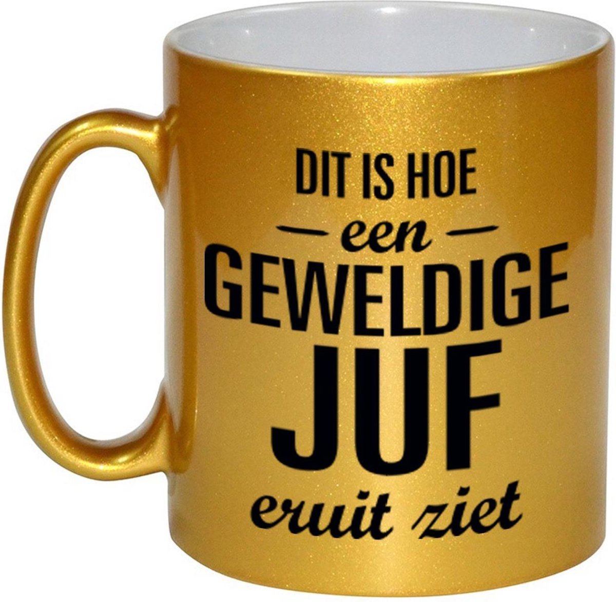 Gouden geweldige juf cadeau koffiemok / theebeker 330 ml