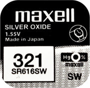 MAXELL 321 / SR616SW zilveroxide knoopcel horlogebatterij 2 (twee) stuks