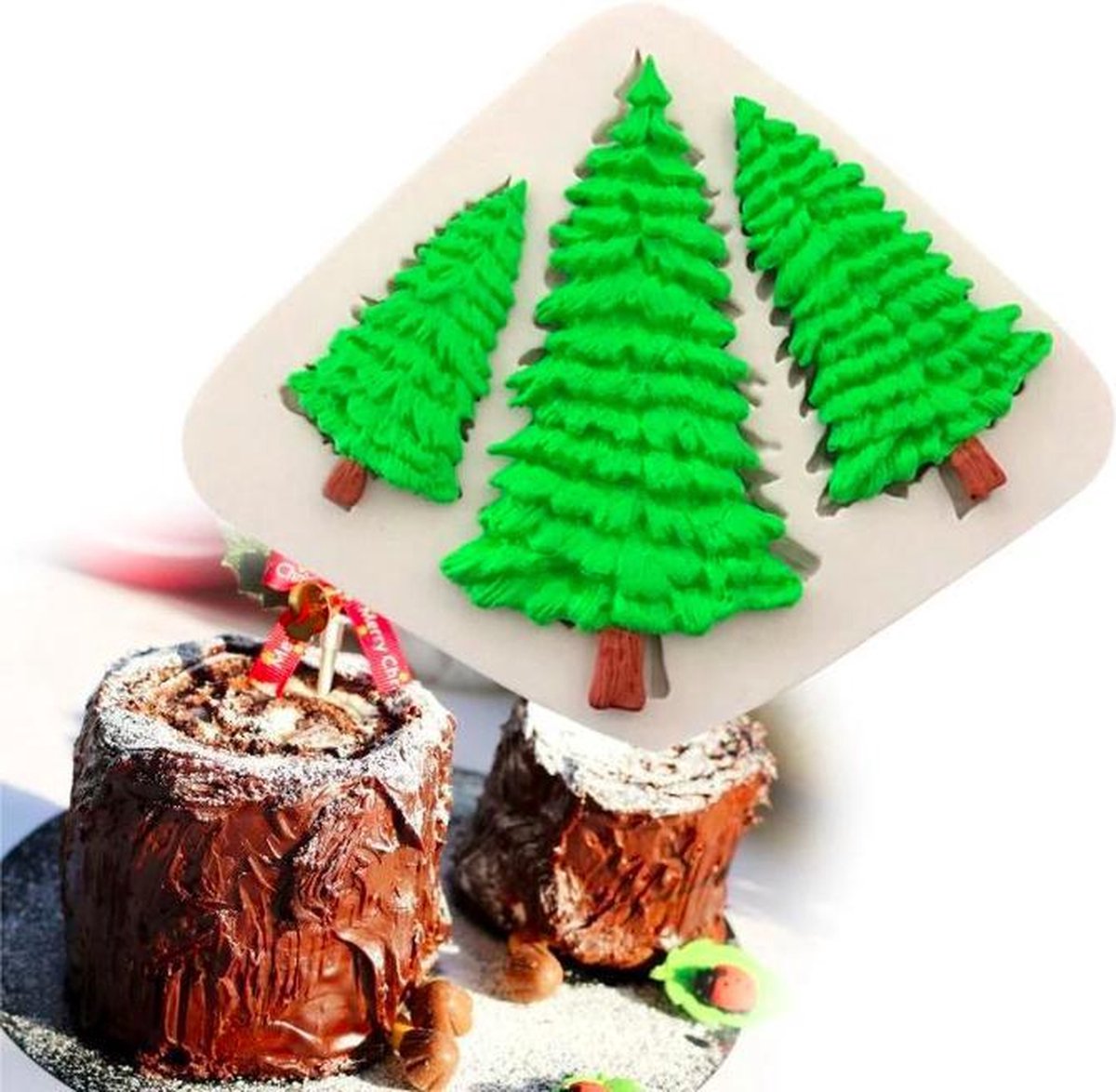 ProductGoods - Fondant Kerstbomen Mal - Siliconen Kerst Versiering Vorm - Kerstboom Fondant / Marsepein / Chocolade / Zeep - Voor Kerstmis Decoratie Van Taart