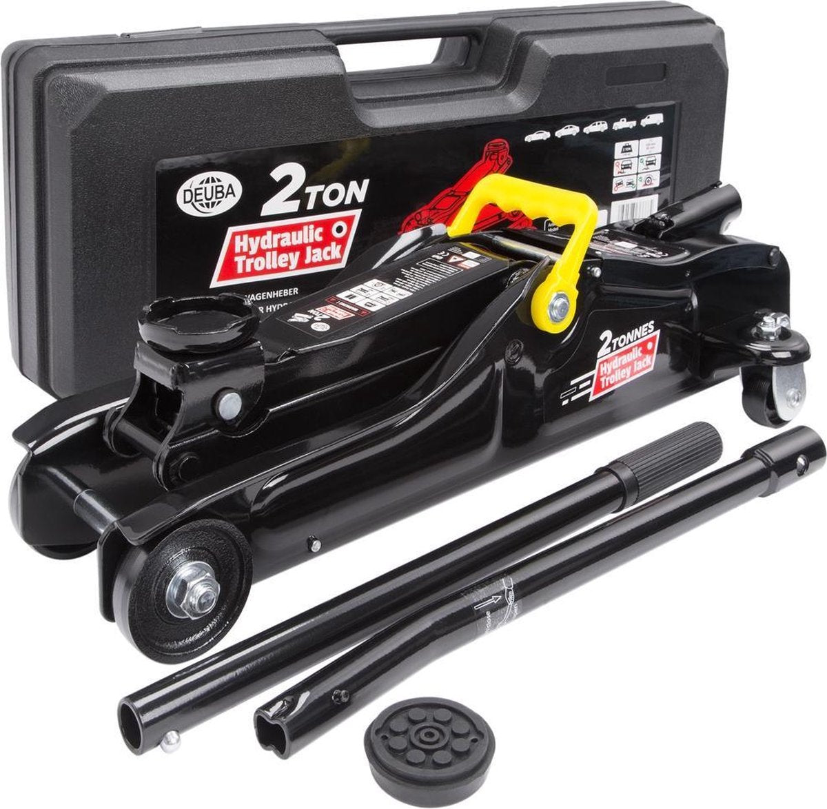Deuba Rangeerautokrik zwart - 2ton - incl. koffer