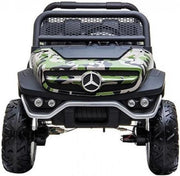 Elektrische Kinderauto Mercedes Benz Unimog Camouflage 2 Persoons 4x4 met Mp4 Scherm en Afstandsbediening FULL OPTIONS