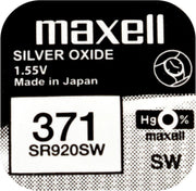 Maxell 371 / SR920SW zilveroxide knoopcel horlogebatterij 2 (twee) stuks