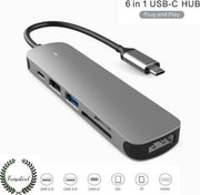 Fuegobird  6 in 1 USB-C HUB - USB3.0 + SD/TF + HDMI + USB-C - Indicatielampje