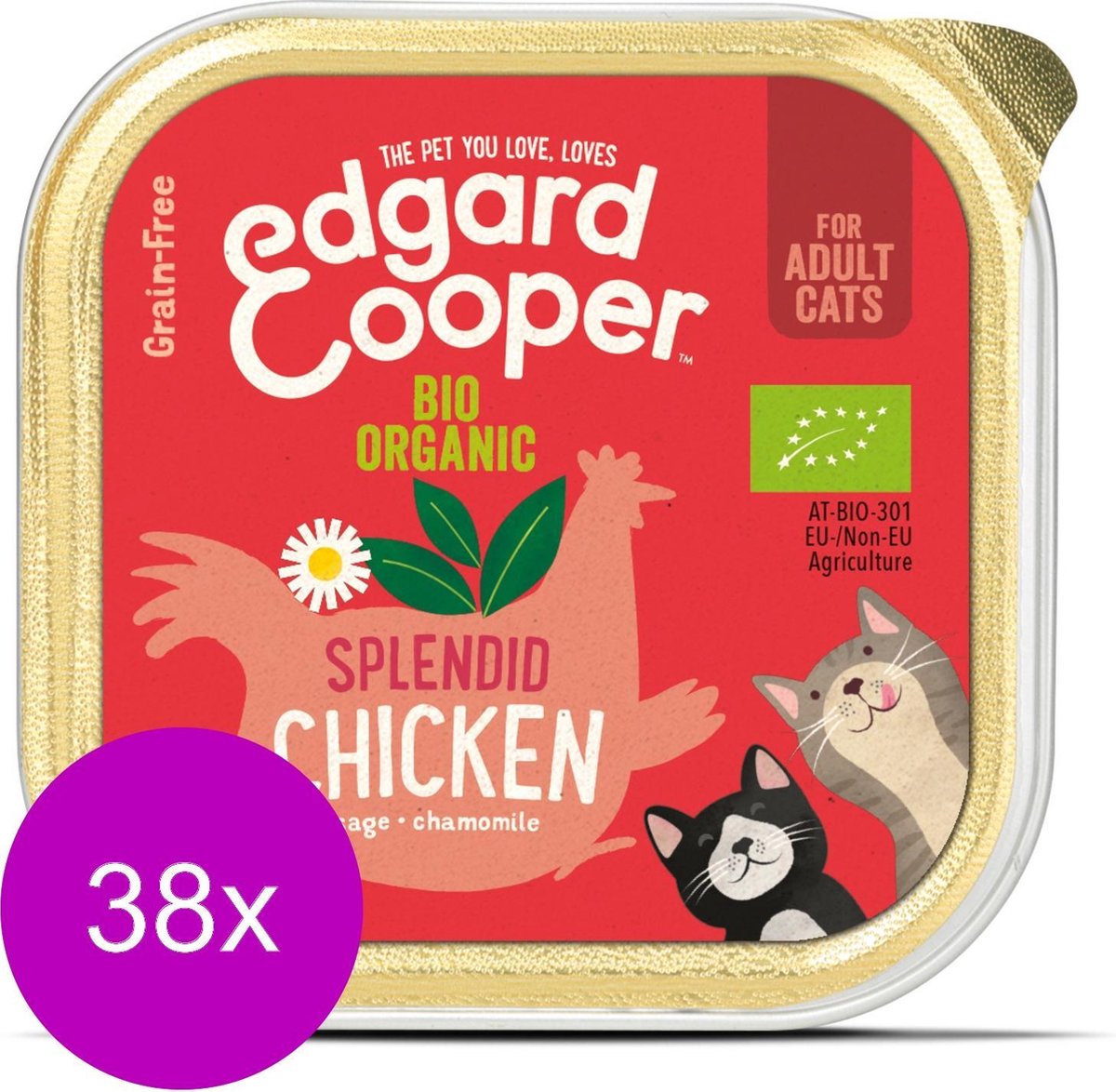 Edgard & Cooper Biokip Kuipje - Voor volwassen katten - Kattenvoer - 38 x 85g