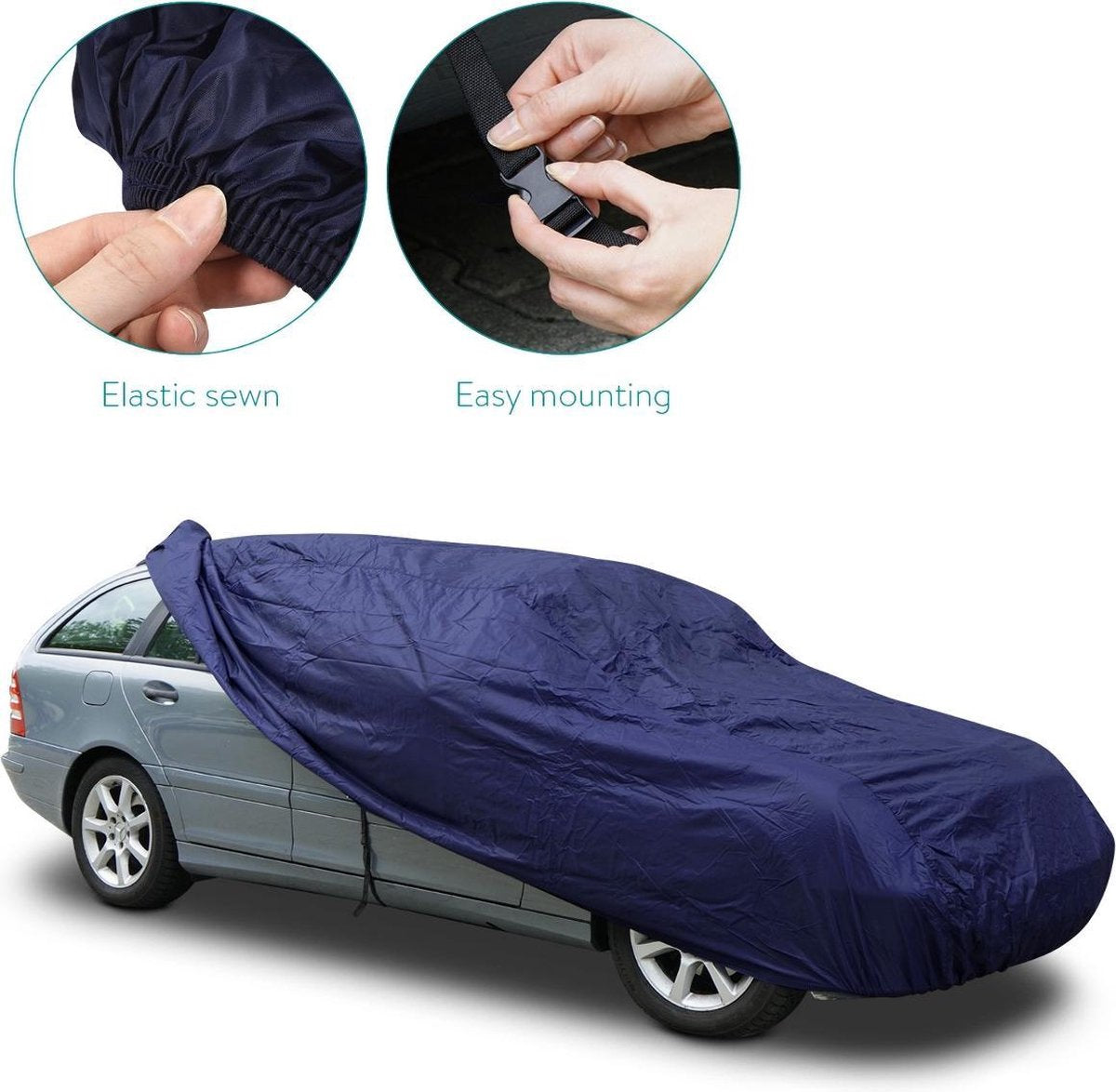 Auto afdekzeil L - 482 x 178 x 120 cm - stofdicht waterafstotend - autohoes garage afdekking - voor winter en zomer