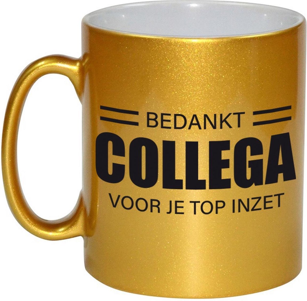 1x stuks collega cadeau mok / beker goud bedankt collega voor je top inzet