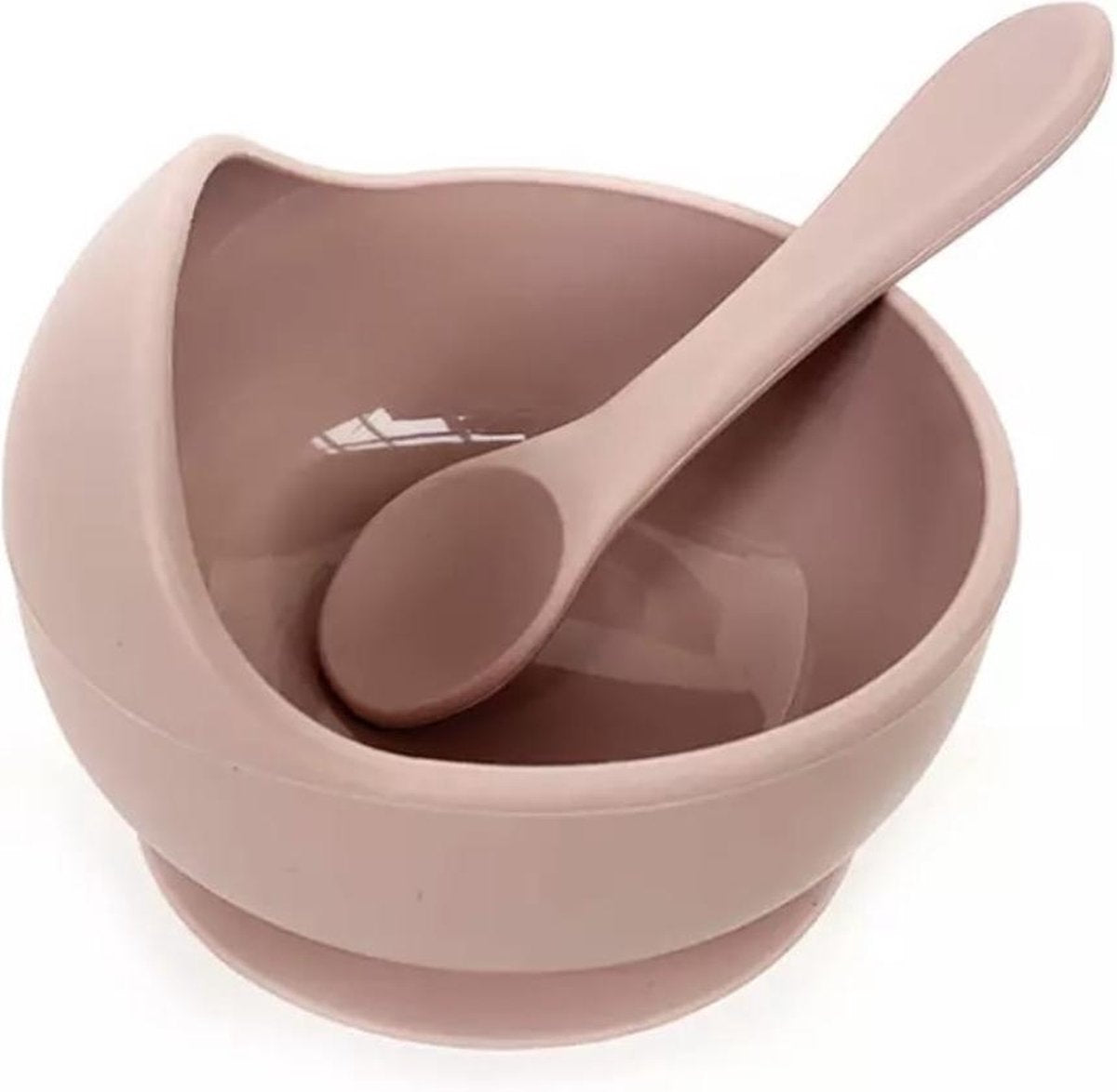SIIDDS Siliconen schaaltje met zuignap (en lepel) - licht oud roze - etenstijd - baby - peuter - dreumes - siliconen - BPA-vrij - magnetron bestendig - vaatwasserbestendig