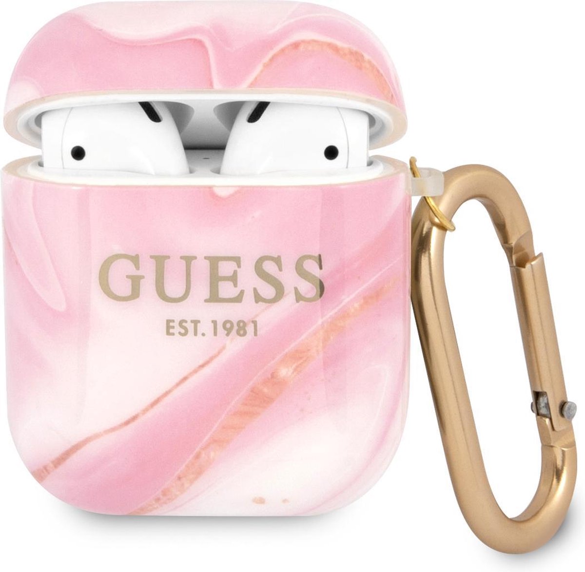 GUESS Shiny Marble AirPods 1 / AirPods 2 Case - Roze