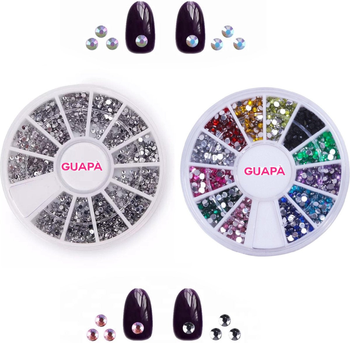 GUAPÀ® Nail Art Steentjes Zilver en Diverse Kleuren Nail Art Tools & Nail Art Decoratie