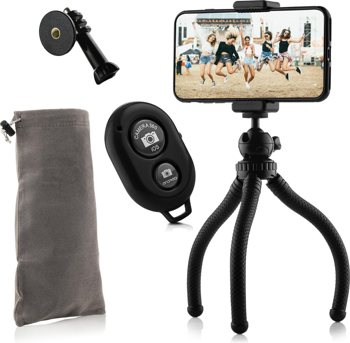 Flexibel statief met extra stevige poten KIT: met telefoonhouder