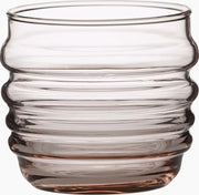 Marimekko set van 2 tumblers of waterglazen in koraalkleurig glas 'Sukat Makkaralla'