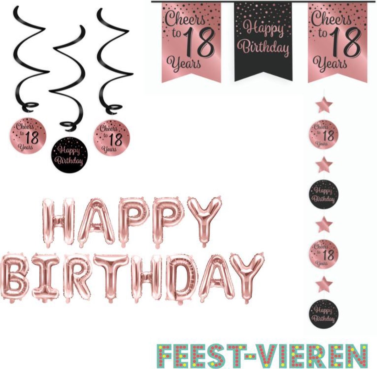 Verjaardagspakket rose goud 18 jaar