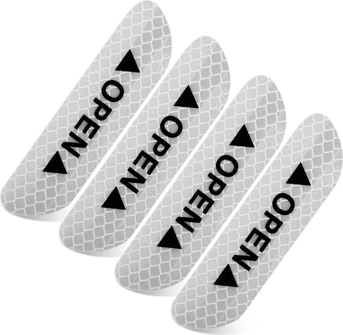 Reflecterende stickers - Auto reflecterende deur sticker - Reflecterende Strips - Open portier - Veiligheid - Reflecterende strips voor fiets - Glow in the dark strips - Nacht strips veiligheid - Autoaccessoires - Reflecterend Wit - 4 Stuks