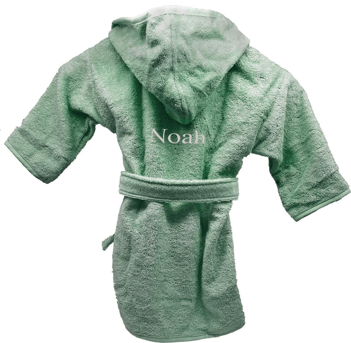 Badjas uni line 4-6jr - stone green - met GRATIS geborduurde naam