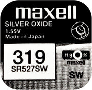 MAXELL 319 / SR527SW zilveroxide knoopcel horlogebatterij 2 (twee) stuks