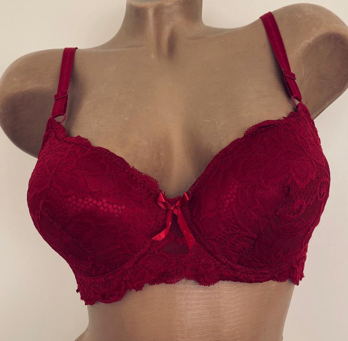 Dames BH push up met kant 65B/70A donkerrood