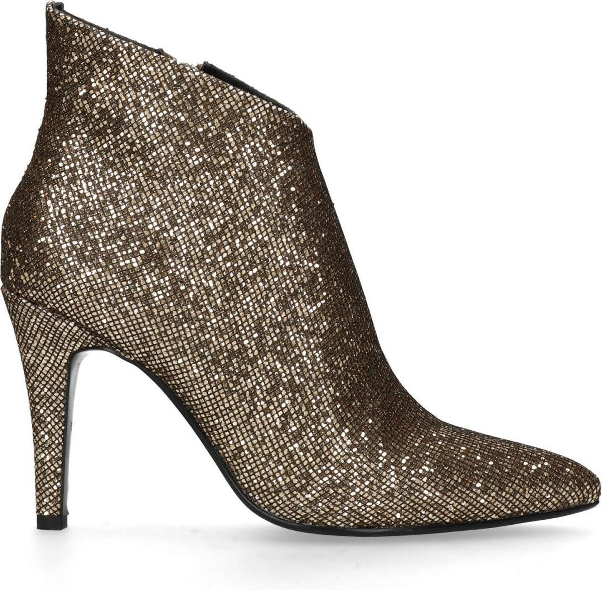 Manfield - Dames - Goudkleurige enkellaarsjes met glitters - Maat 42