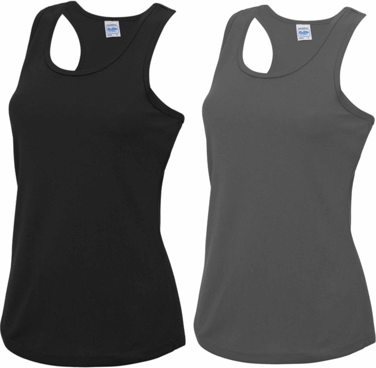 Voordeelset -  grijs en zwart sport singlet voor dames in maat Medium - Dameskleding sport shirts