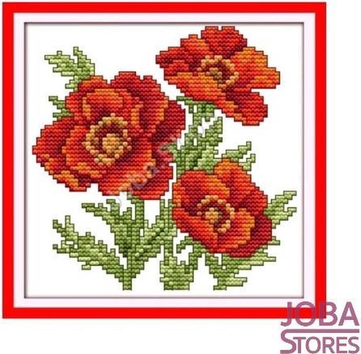 Borduur Pakket "JobaStores®" Bloem 005 11CT Voorbedrukt (21x21cm)
