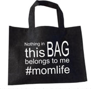 Nothing in this bag belongs to me # Momlife - Vilten Tas - Vilten Shopper - Antraciet Vilten Tas Met Hengsels